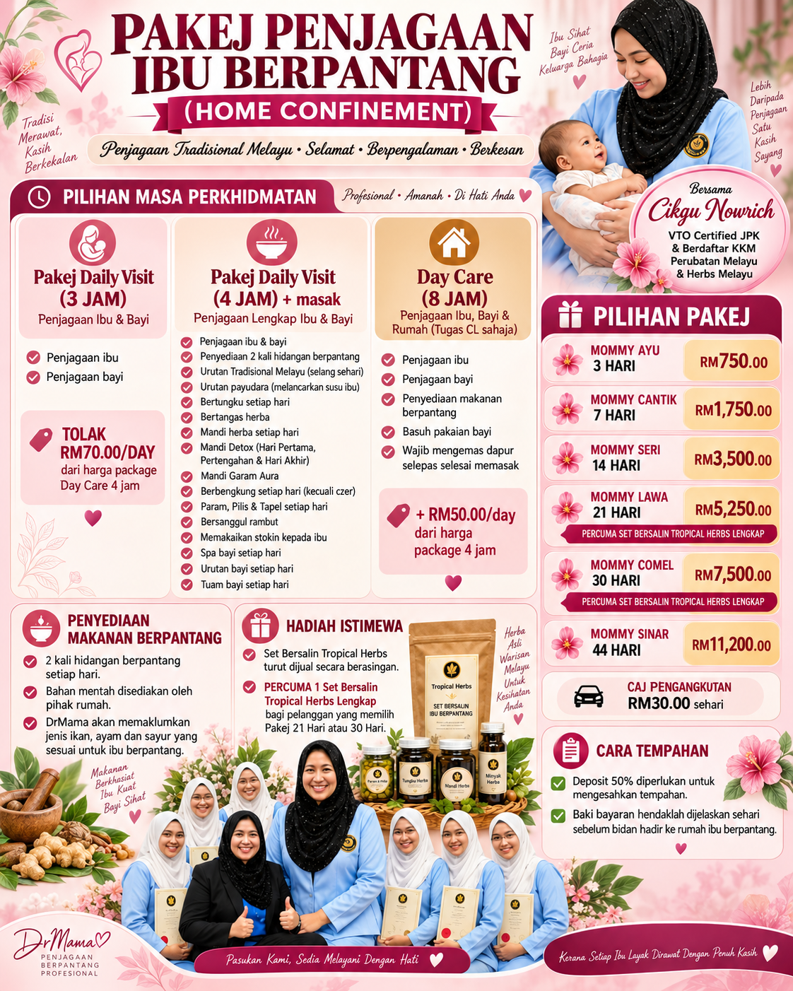 Pakej penjagaan ibu berpantang Home Confinement Drich Mama